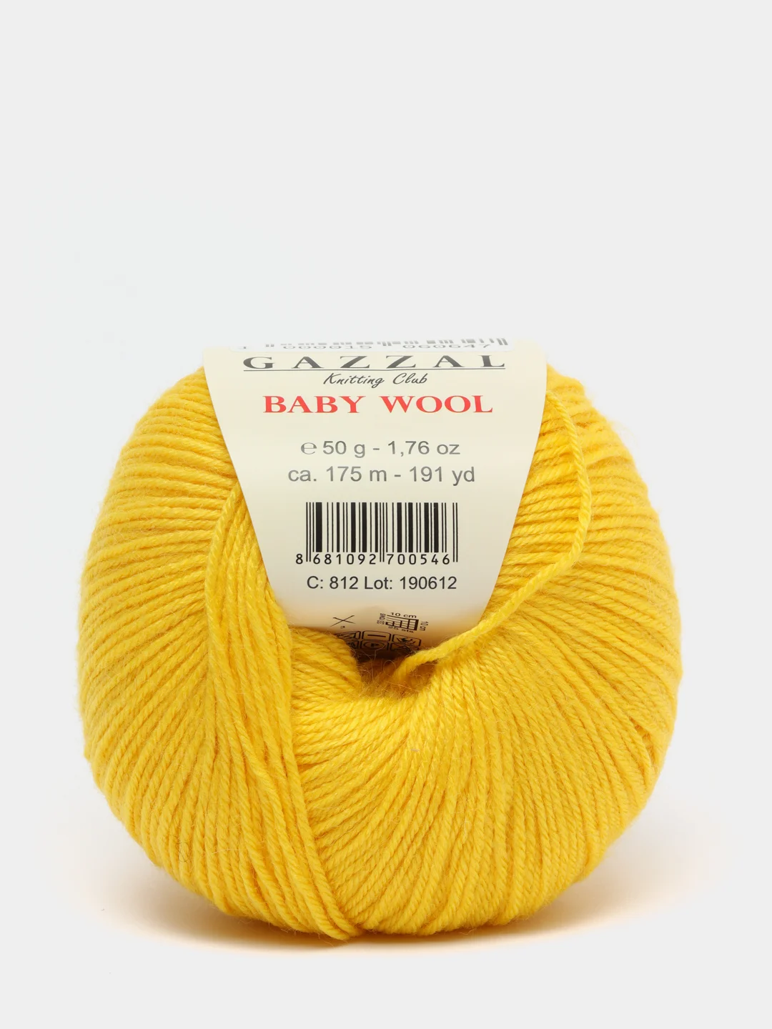 Желтый пряжа  Gazzal Baby Wool  20% Кашемир 40% Акрил 40% Мериносовая шерсть 50г 175м