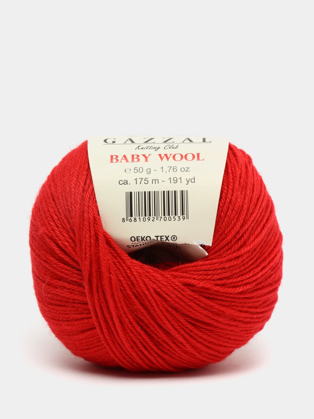 Красный пряжа  Gazzal Baby Wool  20% Кашемир 40% Акрил 40% Мериносовая шерсть 50г 175м