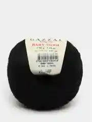 Черный пряжа  Gazzal Baby Wool  20% Кашемир 40% Акрил 40% Мериносовая шерсть 50г 175м