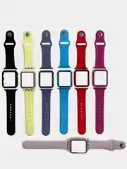 Силиконовый ремешок для Apple Watch с защитным стеклом 2 в 1