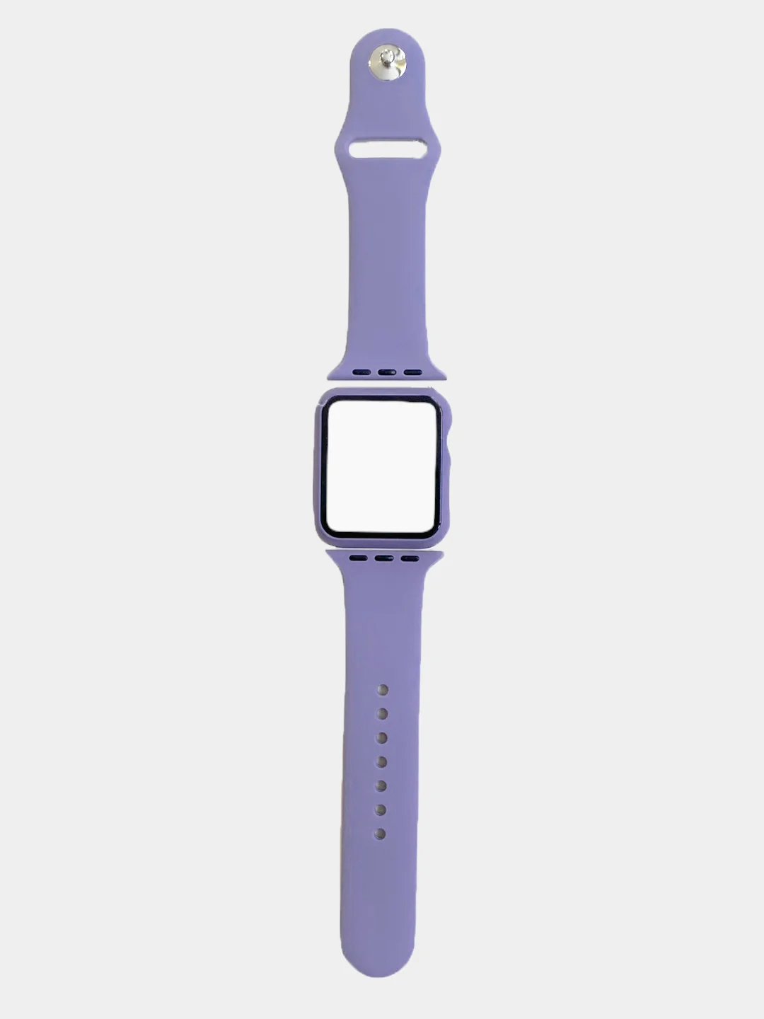 Лавандовый силиконовый ремешок для Apple Watch с защитным стеклом 2 в 1