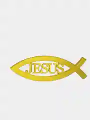 Желтый наклейка-шилдик "Рыбка Jesus"