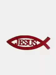 Красный наклейка-шилдик "Рыбка Jesus"