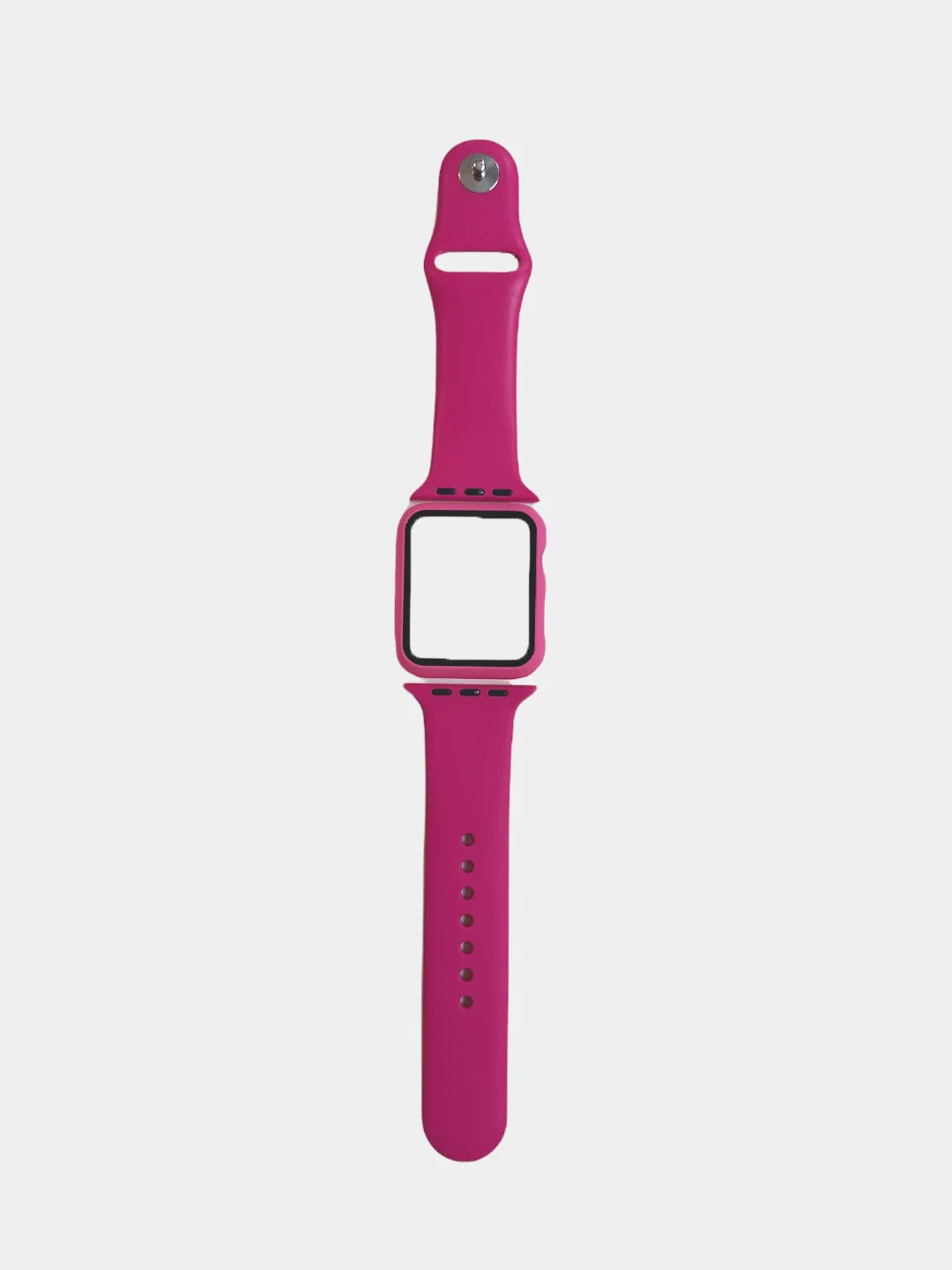 Фуксия силиконовый ремешок для Apple Watch с защитным стеклом 2 в 1