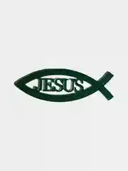 Зеленый наклейка-шилдик "Рыбка Jesus"