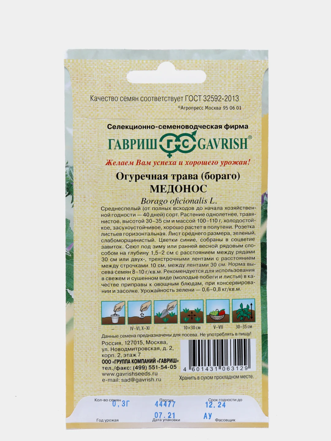 Огуречная трава бораго Медонос (семена,цветы)