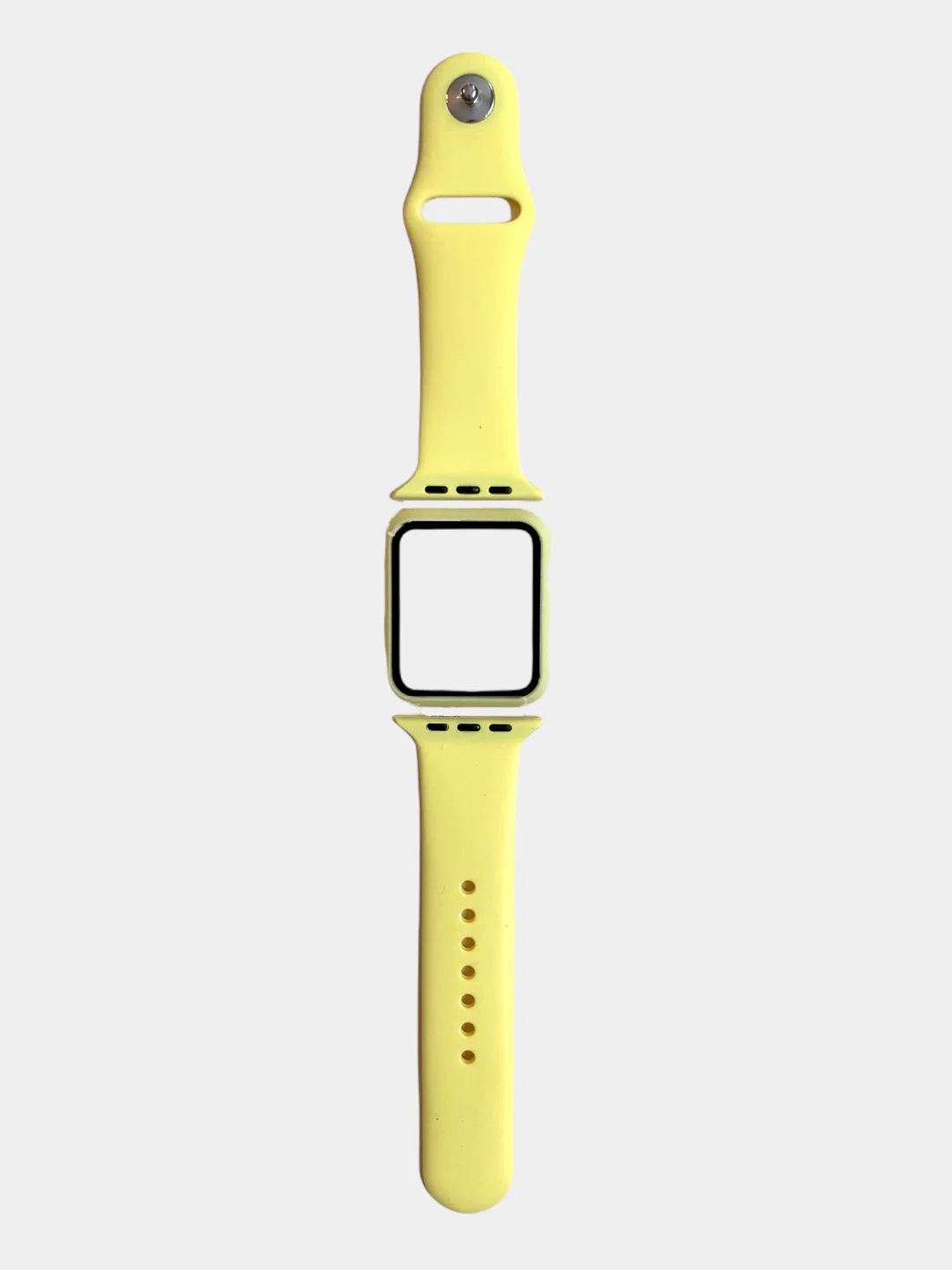Лимонный силиконовый ремешок для Apple Watch с защитным стеклом 2 в 1