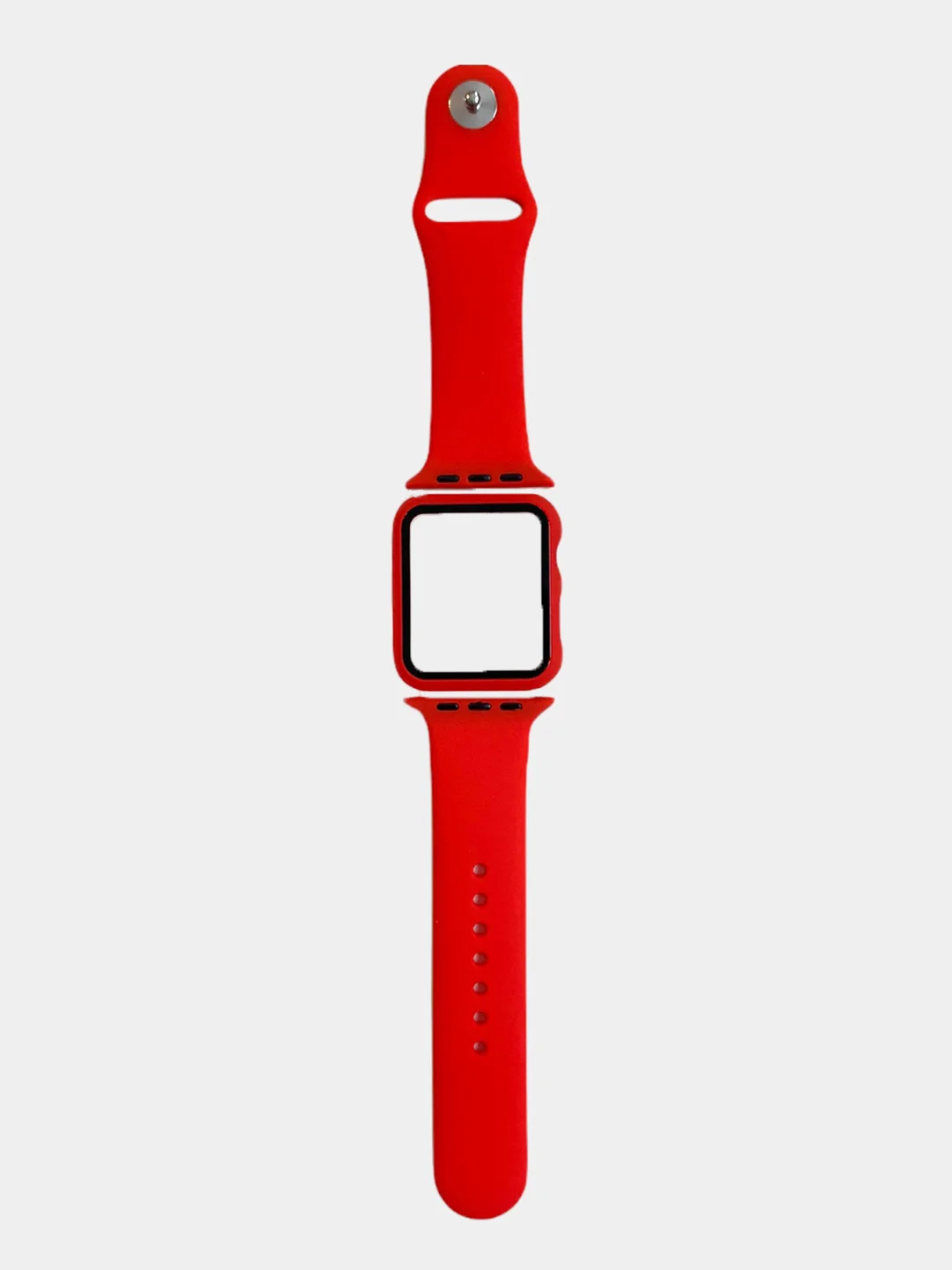 Алый силиконовый ремешок для Apple Watch с защитным стеклом 2 в 1