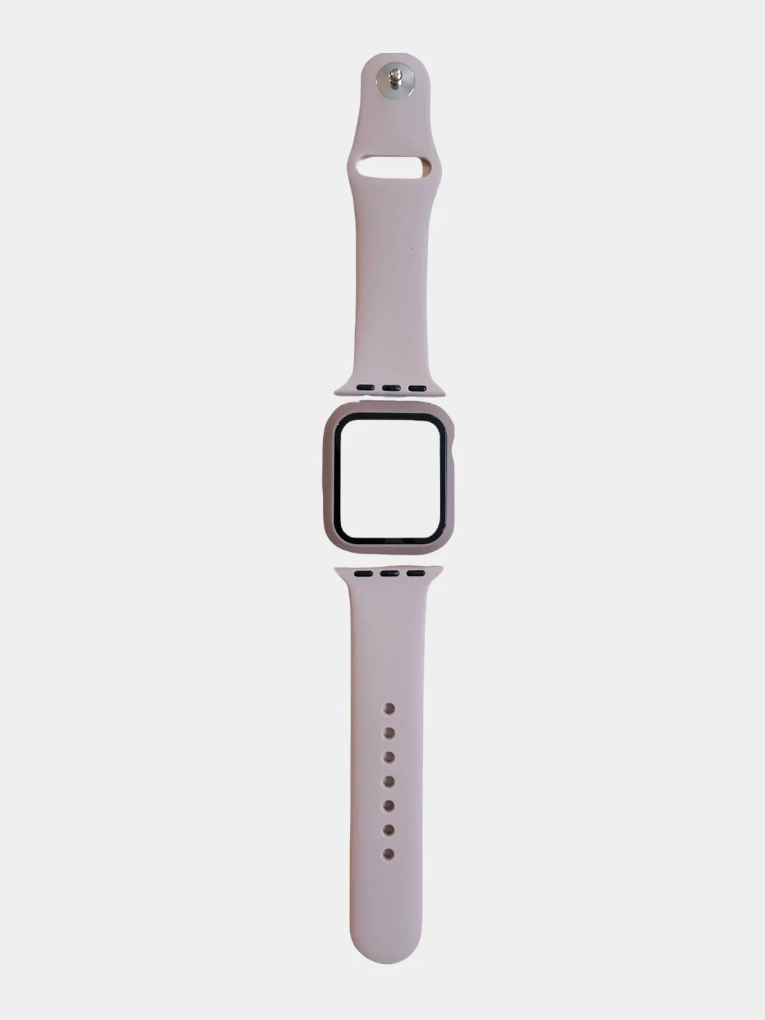 Бежевый меланж силиконовый ремешок для Apple Watch с защитным стеклом 2 в 1