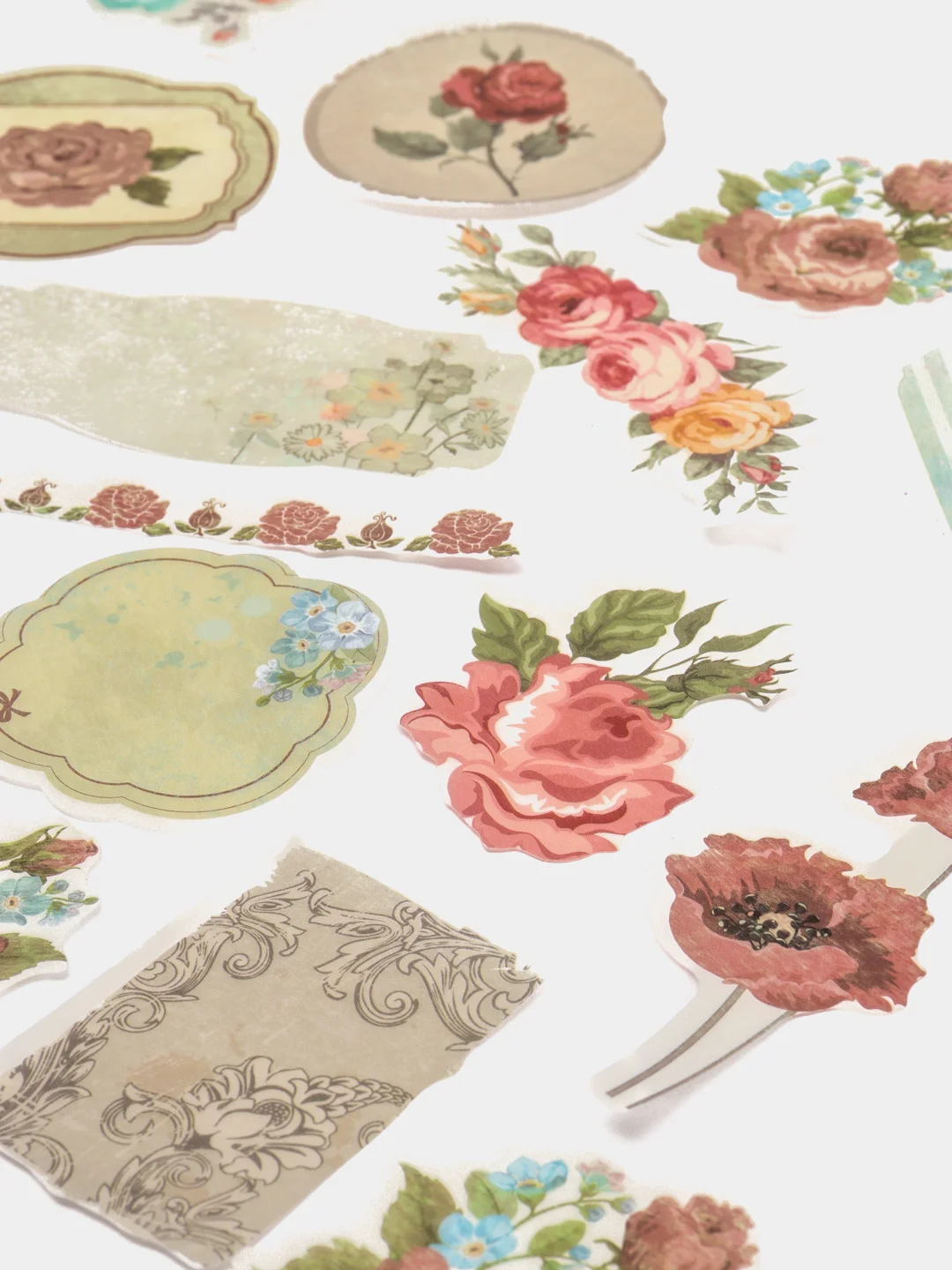 Наклейки для скрапбукинга "Розы" из washi-бумаги, 64 штуки, 32 дизайна, 662266