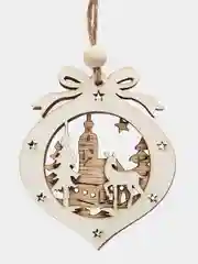 Кремовый набор новогодних деревянных игрушек в индивидуальной упаковке, 2 шт