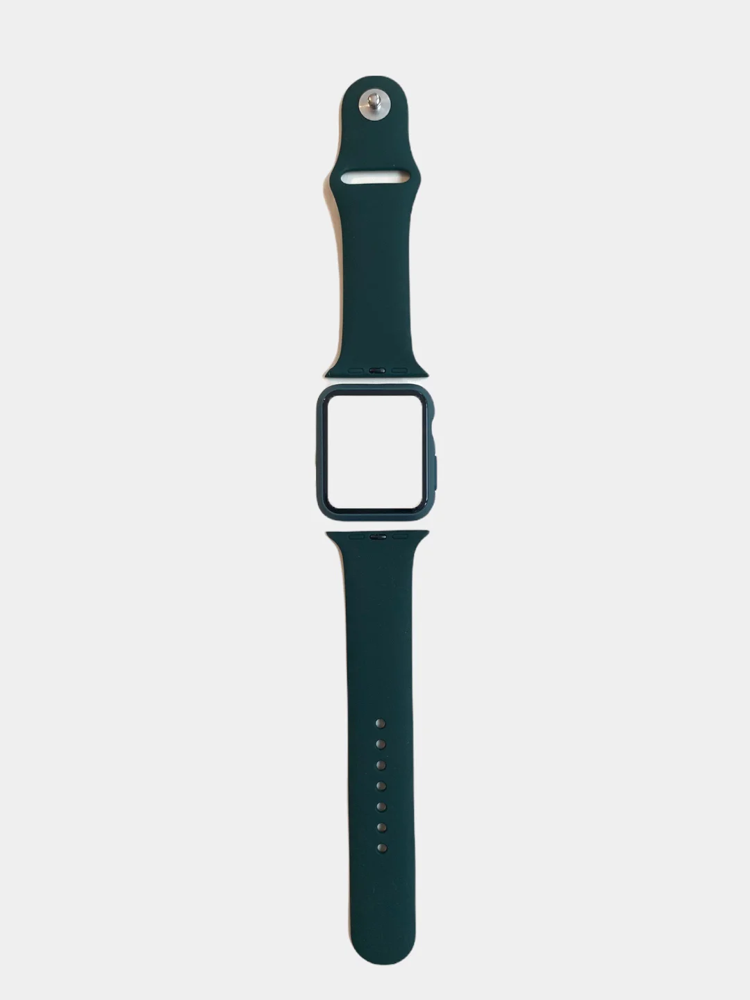 Зелёный хаки силиконовый ремешок для Apple Watch с защитным стеклом 2 в 1