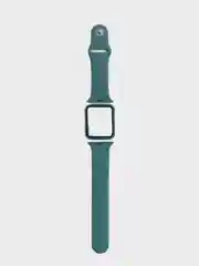 Тёмно-зелёный силиконовый ремешок для Apple Watch с защитным стеклом 2 в 1