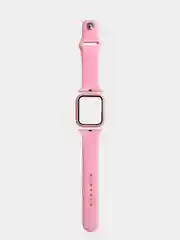 Розовый силиконовый ремешок для Apple Watch с защитным стеклом 2 в 1