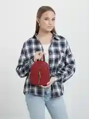 Багровый мини-рюкзак женский, из кожи