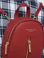Багровый мини-рюкзак женский, из кожи
