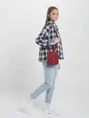 Багровый мини-рюкзак женский, из кожи