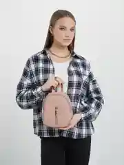 Розовый мини-рюкзак женский, из кожи