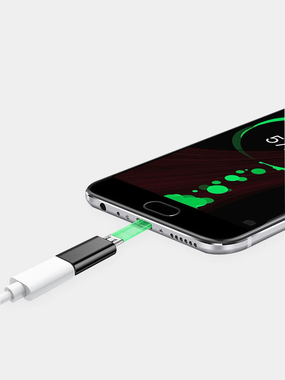 Серый адаптер переходник lightning на micro usb лайтинг на микро усб юсб