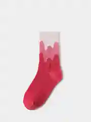 Фуксия носки женские с принтом "Paint" длинные,  высокие
