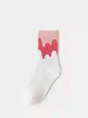 Кораллово-розовый носки женские с принтом "Paint" длинные,  высокие
