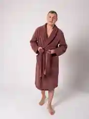 Шоколадный халат мужской, махровый, хлопок
