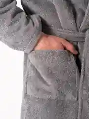Серый халат мужской, махровый, хлопок