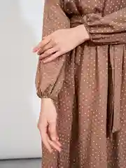 Коричневый платье женское Olya Stoff, в горох, с длинным рукавом