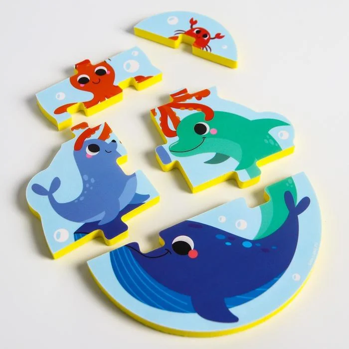Игрушка-пазл для ванны "Пирамидка: Морские животные", 5 деталей