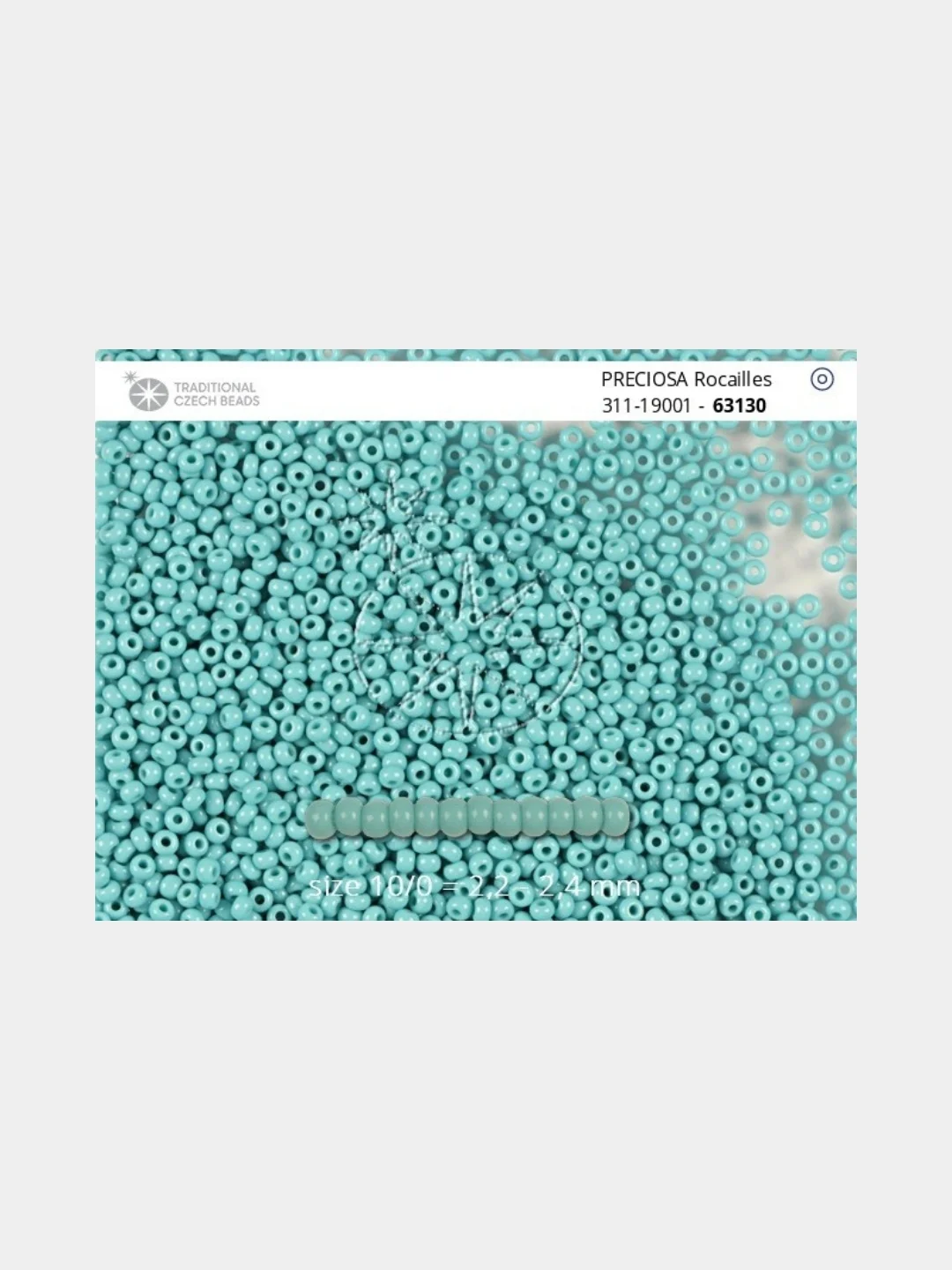 Бирюзовый чешский бисер Preciosa 10/0, Natural opaque (10, 50 грамм)