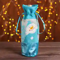 Голубой чехол украшение на бутылку "Новый Год"