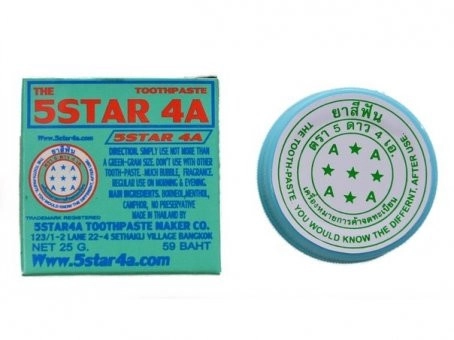 Тайская натуральная отбеливающая зубная паста 5 STAR 4A, круглая, 25 г