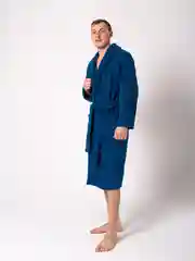 Синий халат мужской, махровый, хлопок