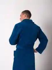 Синий халат мужской, махровый, хлопок