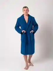 Синий халат мужской, махровый, хлопок