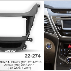 Переходная рамка 22-274, 2 DIN, 9 дюймов, Hyndai Elantra (MD) 2014-16 руль слева