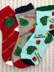 Алый новогодние носки в подарочном мешочке