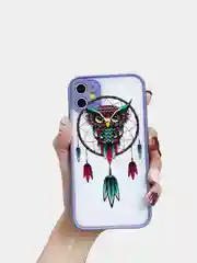 Багровый чехол для iPhone 7, 8, XR, 11 совы с защитой камеры айфон про макс с принтом