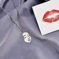 Серебряный цепочка на шею с кулоном-подвеской "Лицо", длина цепочки 60 см, 70 см, колье унисекс
