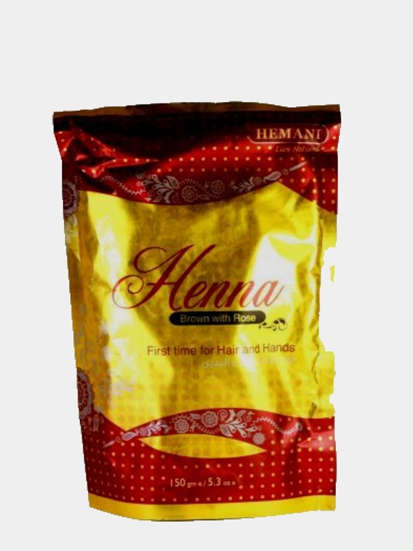 Хна для волос коричневая с розой Hemani, 150 г