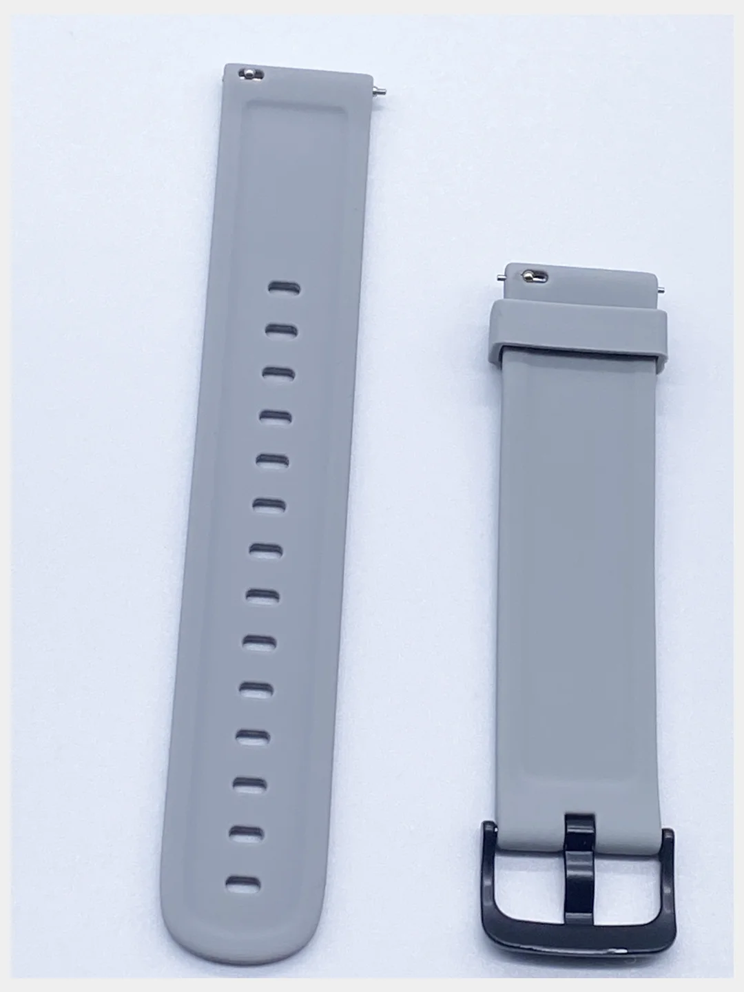 Серый силиконовый ремешок для Xiaomi Amazfit Bip/ Samsung/Huawei, 20 мм, с кнопкой Универсальный