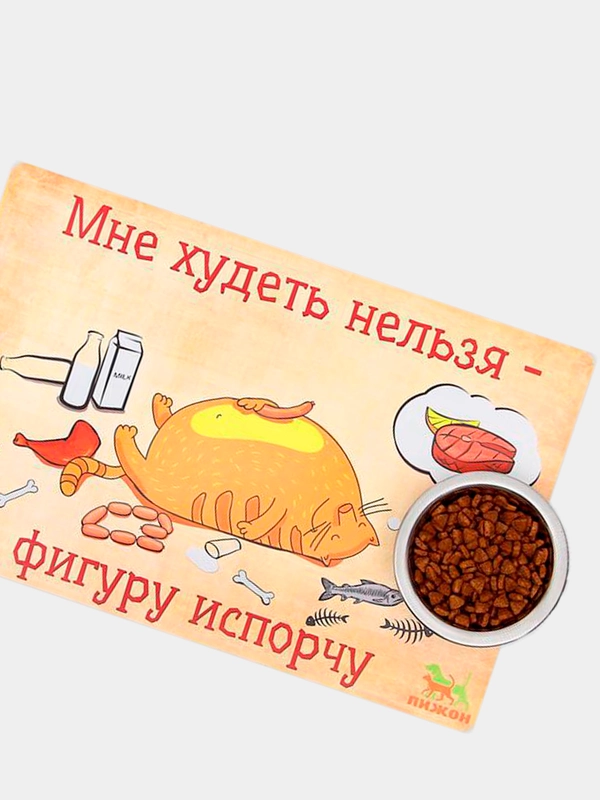Коврик под миску нескользящий "Мне худеть нельзя - фигуру испорчу"