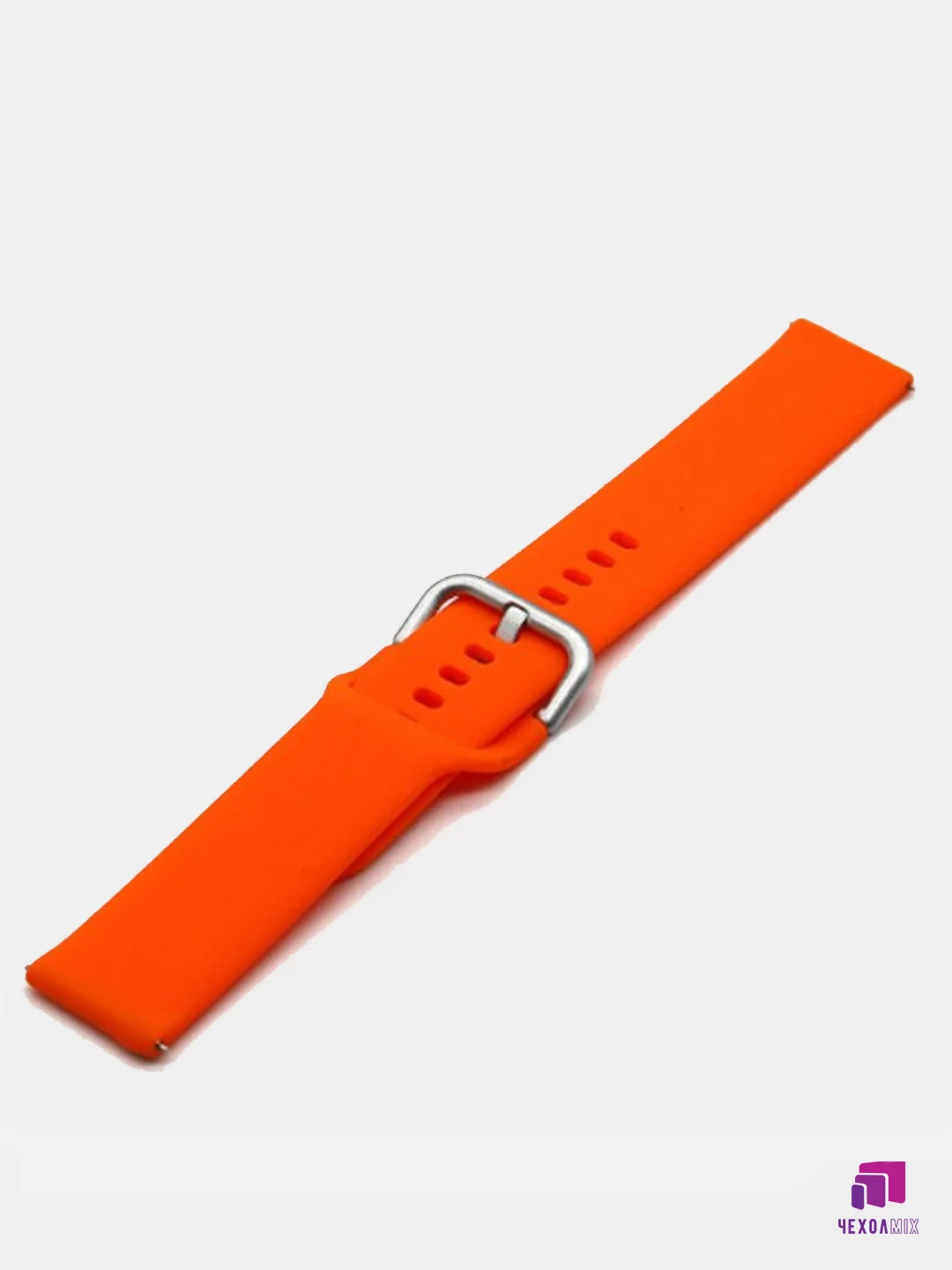 Оранжевый силиконовый ремешок универсальный для Xiaomi Amazfit Bip/ Samsung/Huawei, 20 мм, с кнопкой