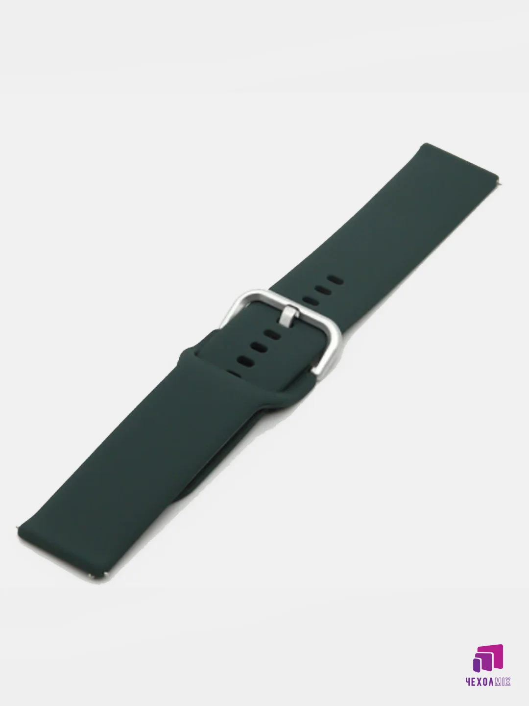 Тёмно-зелёный силиконовый ремешок универсальный для Xiaomi Amazfit Bip/ Samsung/Huawei, 20 мм, с кнопкой
