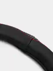 Оплетка на руль "L" d 39 - 40см "AUTOLUXE" черная  отстрочка красная AL 043BL