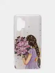 Сиреневый чехол для Samsung A32 (4G) силиконовый рисунки