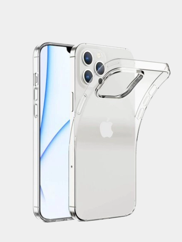 Чехол iPhone 13, 13 Pro, 13 Pro Max прозрачный силиконовый с защитой камеры