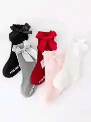 Багровый гольфы детские с бантиком