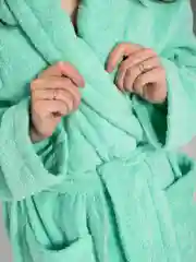 Мятный халат женский,  махровый, хлопок