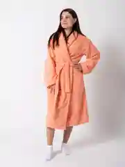 Кораллово-розовый халат женский,  махровый, хлопок